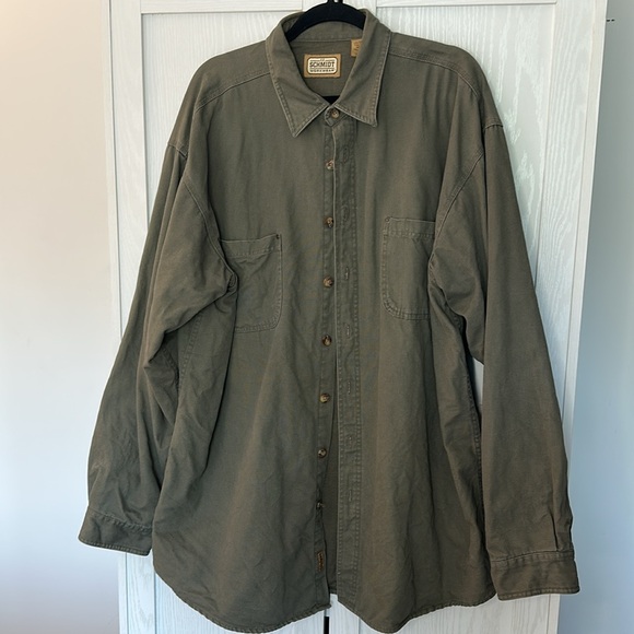 Vintage C.E. Schmidt Workwear Double Layer Olive‎ Duck Cotton Work Shirt XLT - Picture 1 of 7